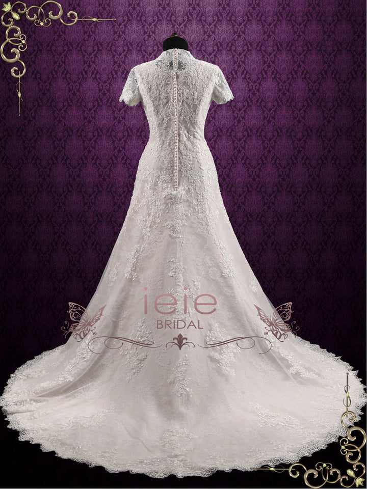 Vintage Inspired Modest Lace Wedding Dress MARIANNE