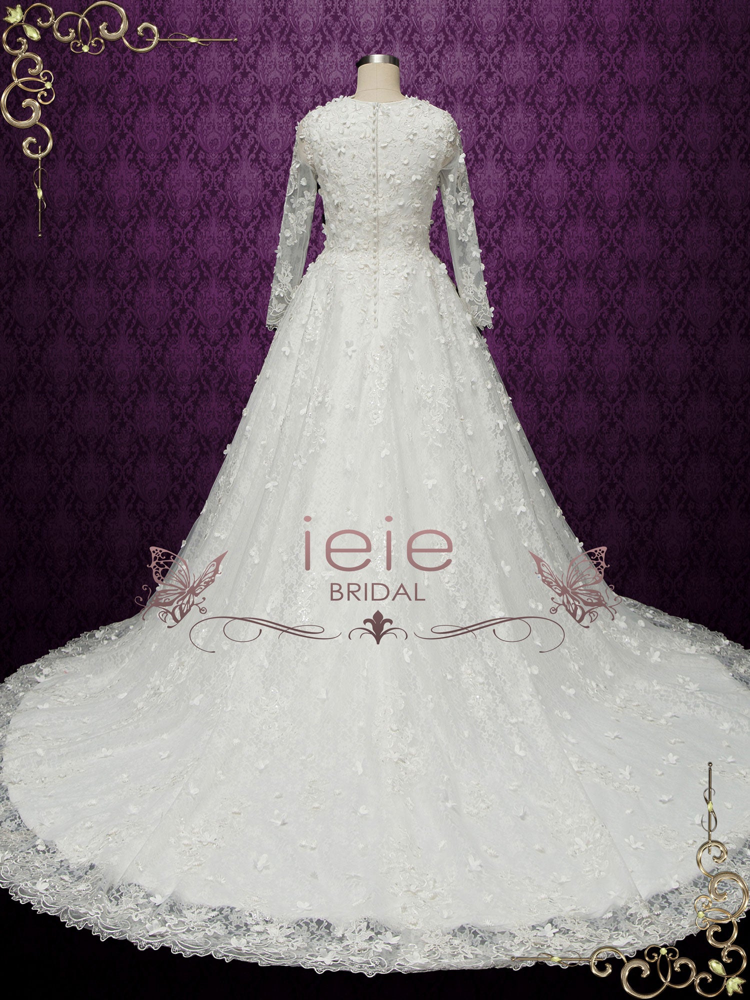 Modest Ball Gown Wedding with Long Sleeves ARABELLA