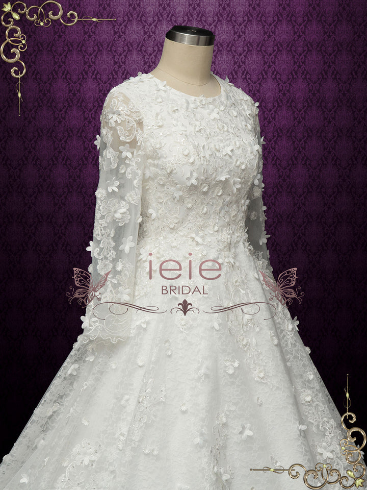 Modest Ball Gown Wedding with Long Sleeves ARABELLA