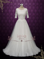 Modest Lace Wedding Dress with Soft Tulle Skirt OLESYA