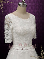 Modest Lace Wedding Dress with Soft Tulle Skirt OLESYA