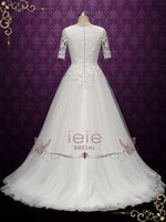 Modest Lace Wedding Dress with Soft Tulle Skirt OLESYA