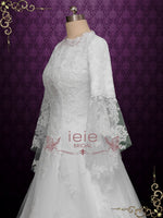 Modest Lace A-line Wedding Gown with Sleeves DOREEN
