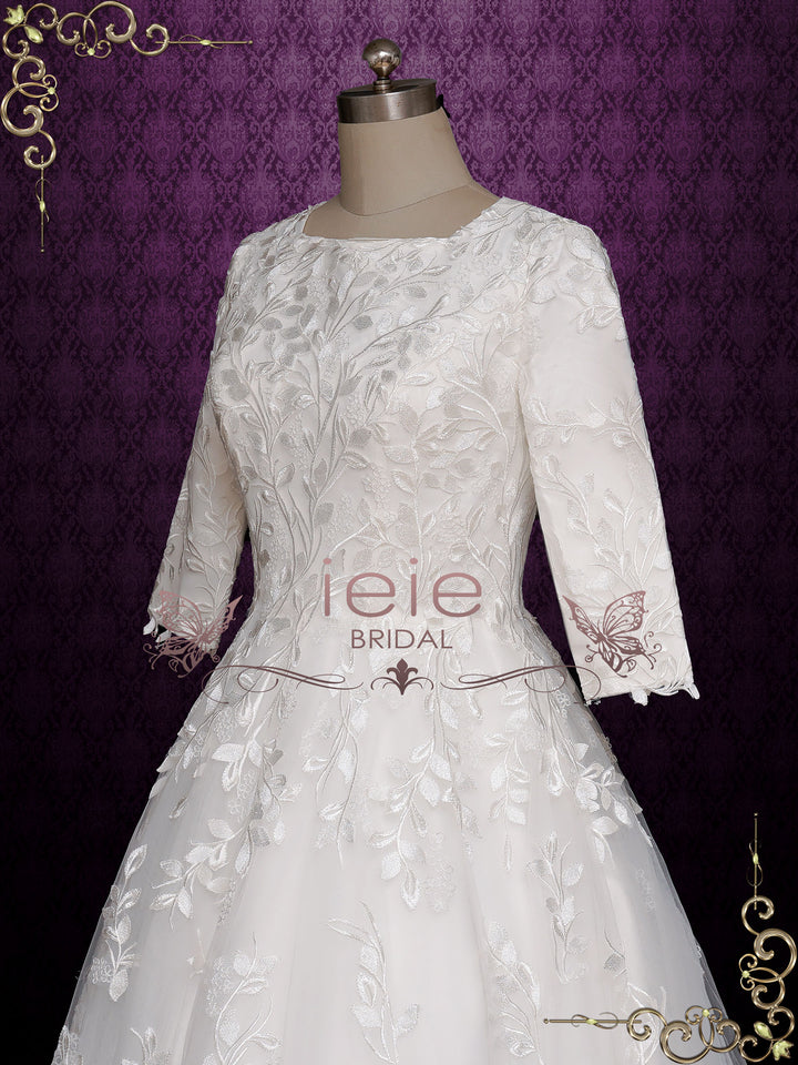 Modest Lace Ball Gown Wedding Dress MARGOT