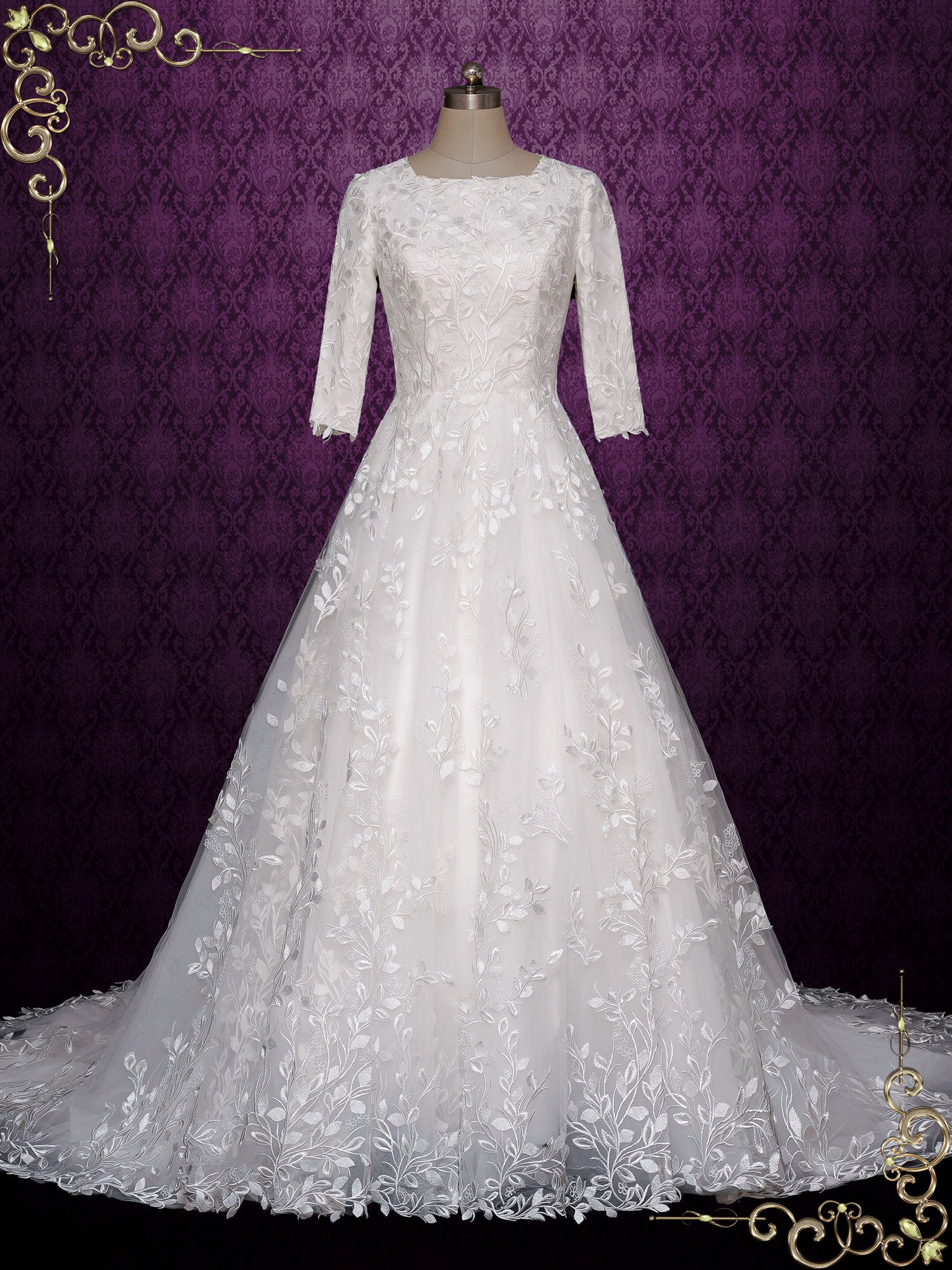 Modest Lace Ball Gown Wedding Dress MARGOT