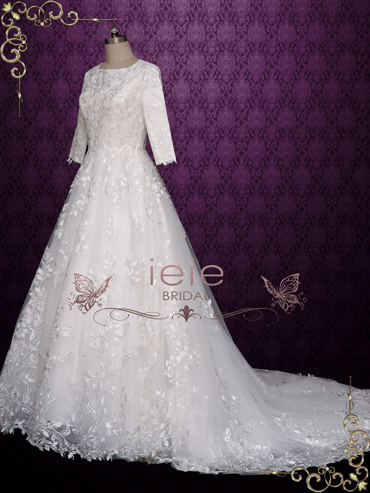 Modest Lace Ball Gown Wedding Dress MARGOT