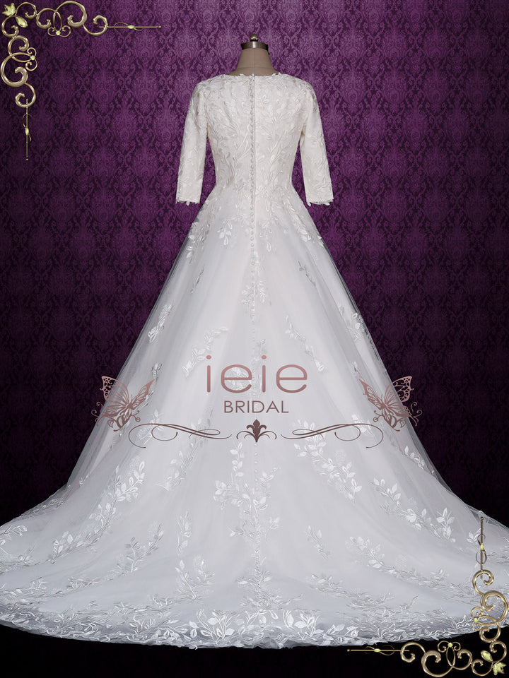 Modest Lace Ball Gown Wedding Dress MARGOT