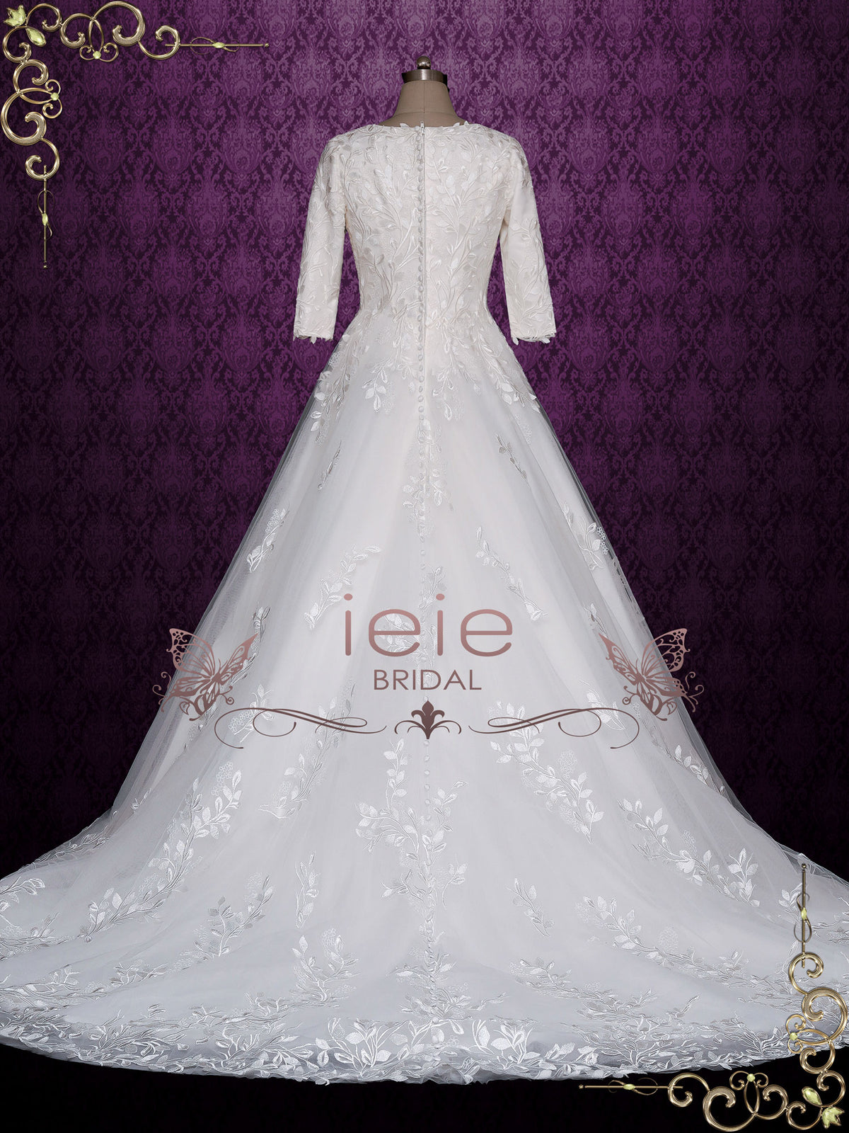 Modest Lace Ball Gown Wedding Dress MARGOT