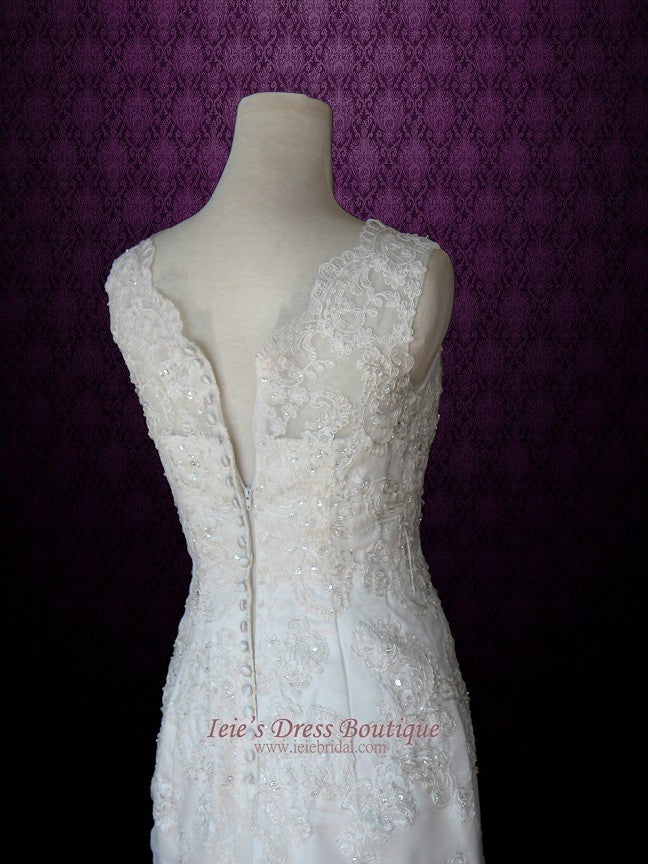 Modest Mermaid Lace Wedding Dress Bateau Neckline | Amy