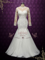 Modest Lace Mermaid Wedding Dress with Nude Lining VANESS