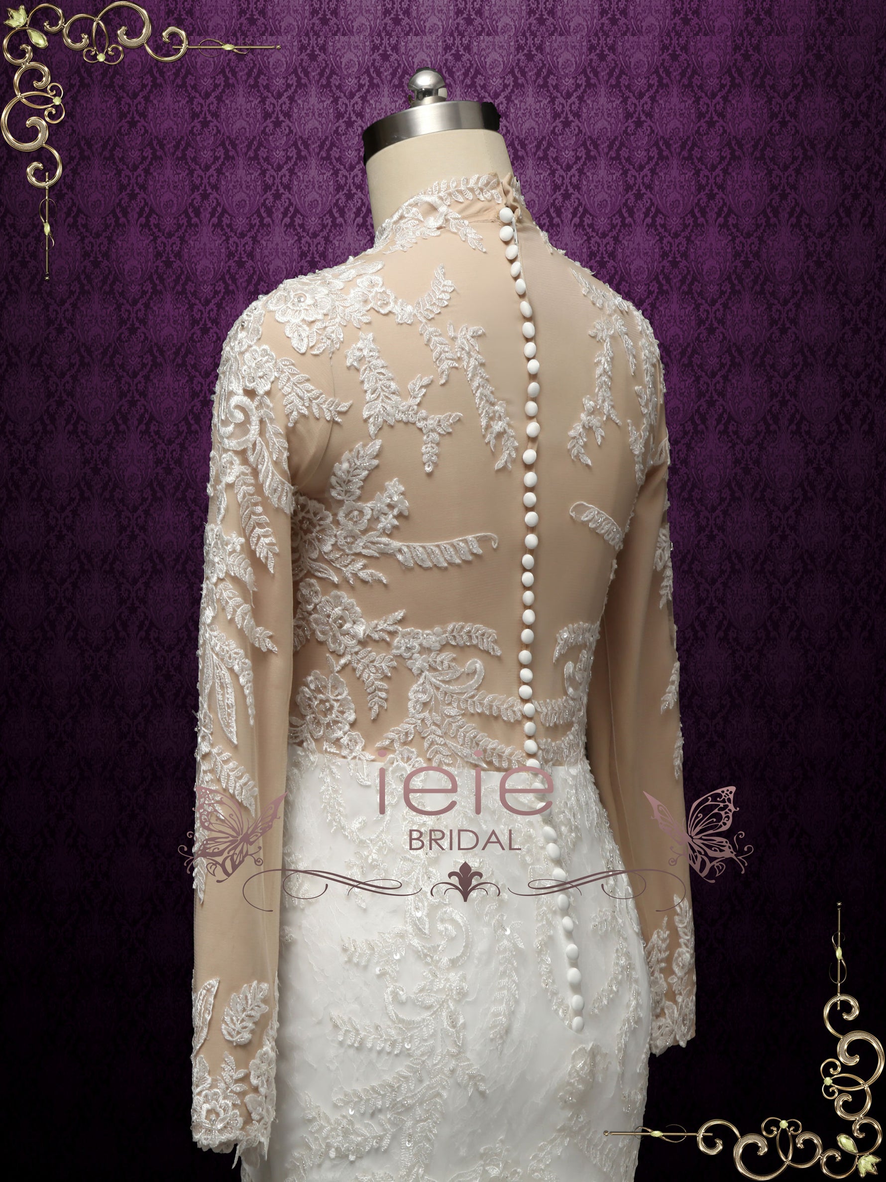 Modest Lace Mermaid Wedding Dress with Nude Lining VANESS