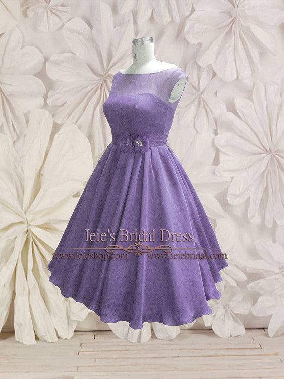 Modest Purple Retro 50s Tea Length Prom Formal Dress ieie Modest Purple Retro 50s Tea Length Prom Formal Dress ieie