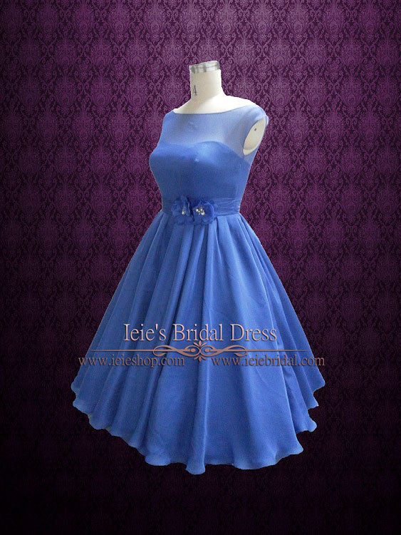 Retro 50s 60s Royal Blue Tea Length Prom Formal Dress KATHY