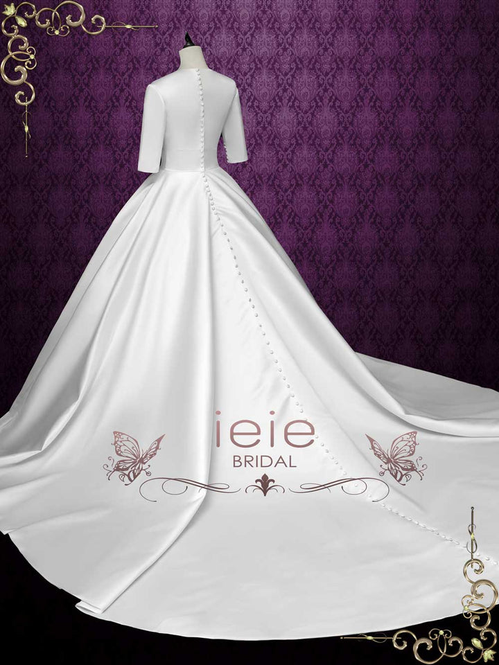 Modest Satin Wedding Dress with Sleeves ANYA