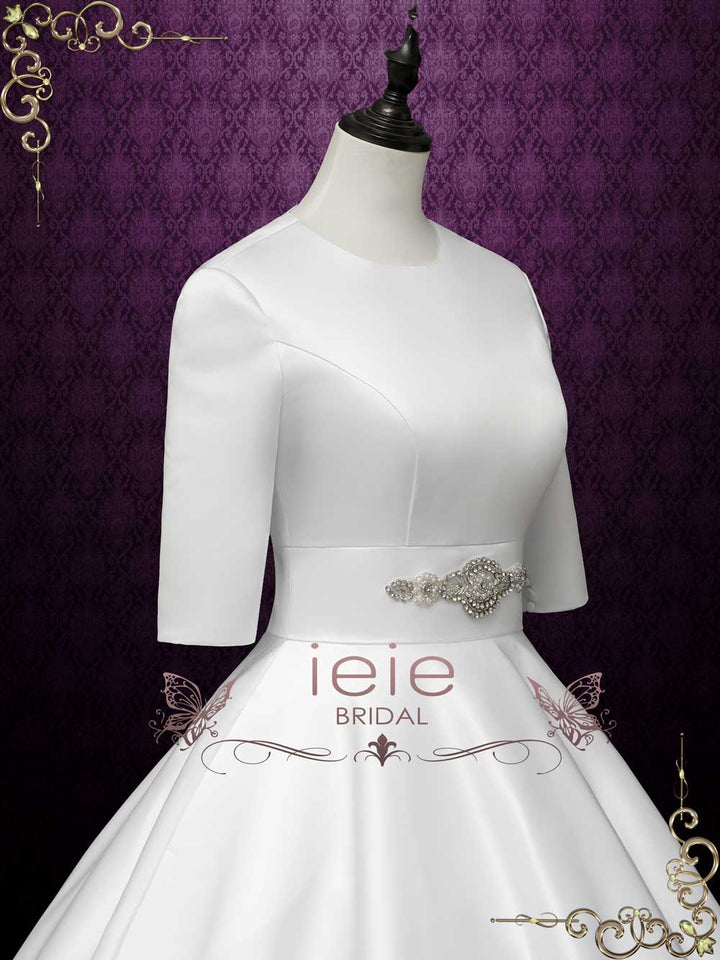 Modest Satin Wedding Dress with Sleeves ANYA