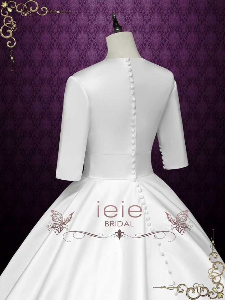 Modest Satin Wedding Dress with Sleeves ANYA