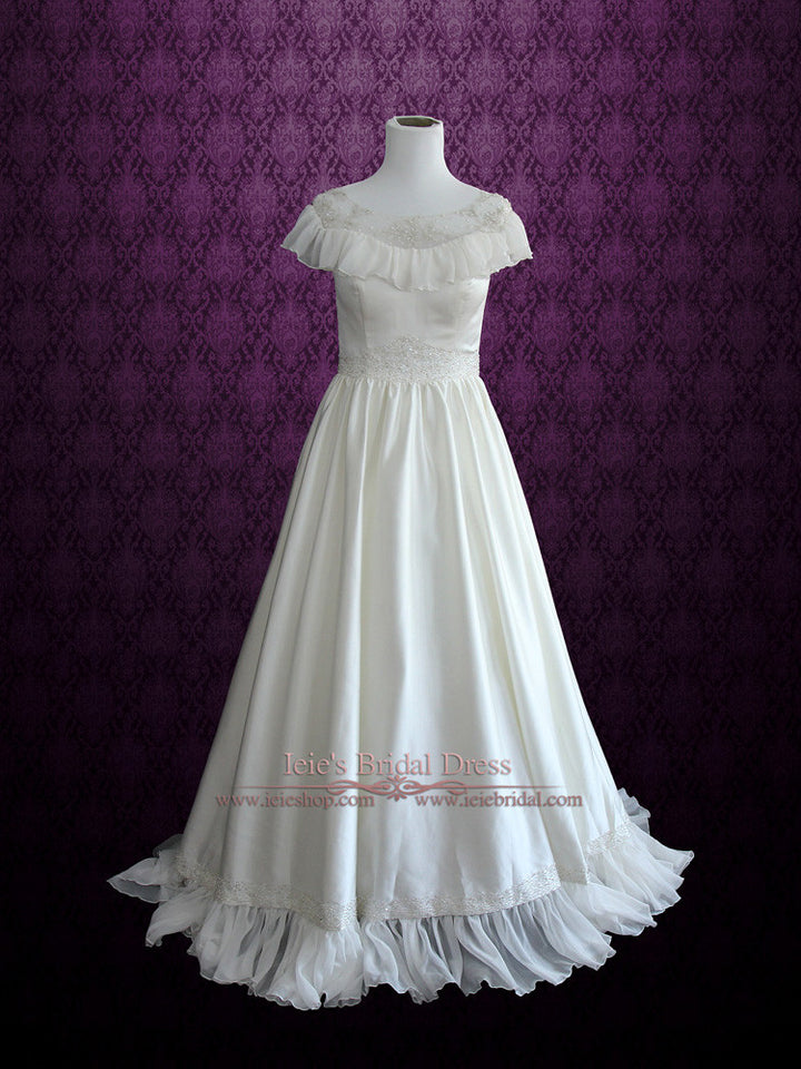 Victorian Vintage Style Wedding Dress with Modest Neckline CERA