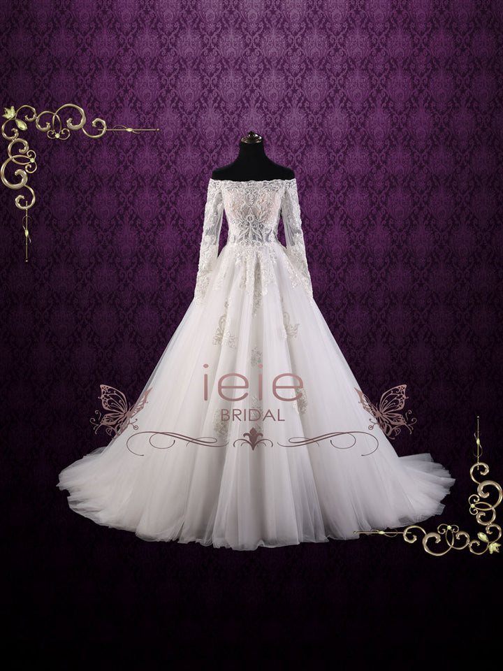 Off Shoulder Lace Ball Gown Wedding Dress CULLEN