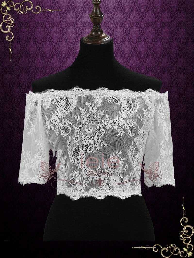 Off Shoulder Lace Shrug with Sleeves SG1006