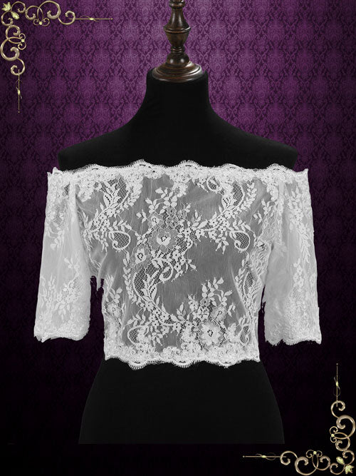 Off Shoulder Lace Shrug with Sleeves SG1006