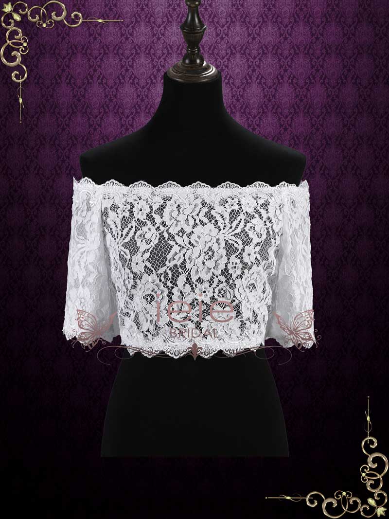 Off the Shoulder Lace Bolero For Wedding Dress SG1012