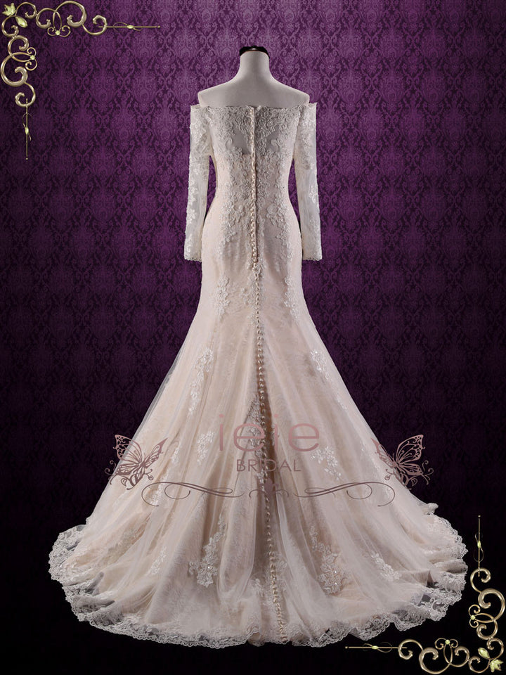 Vintage Style Fit and Flare Lace Wedding Dress | Trista