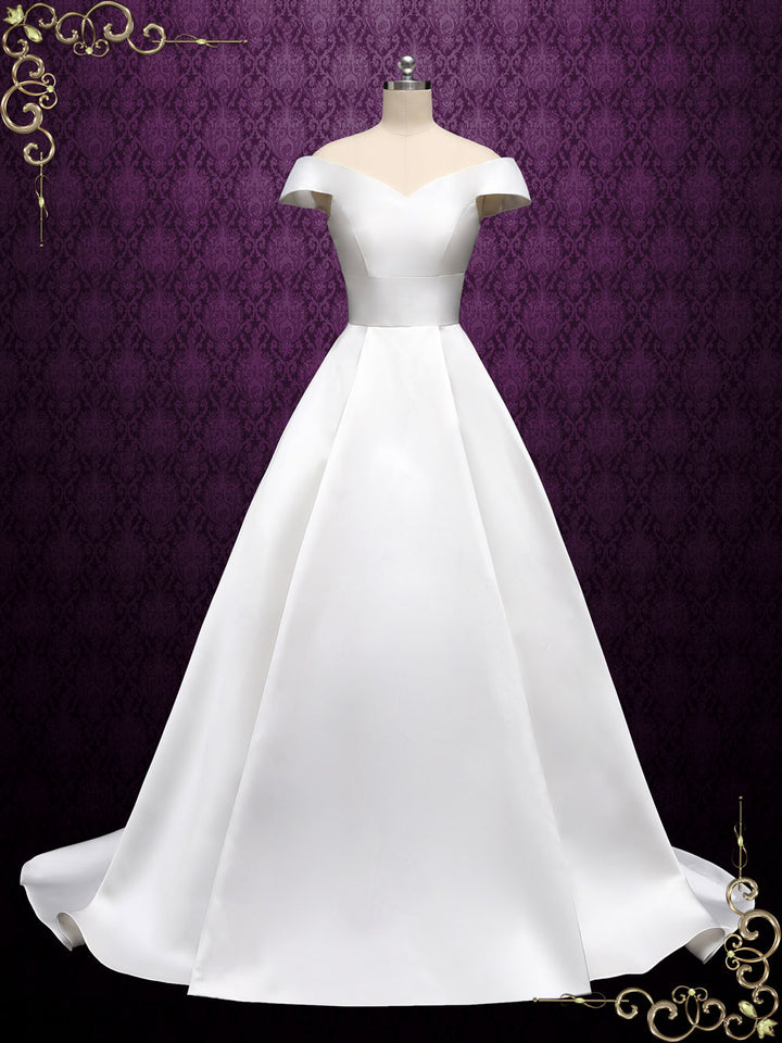 Simple Off Shoulder A-line Wedding Dress | DANIE