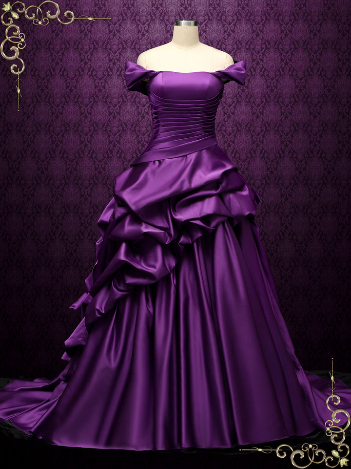 Off the Shoulder Purple Wedding Dress ELA