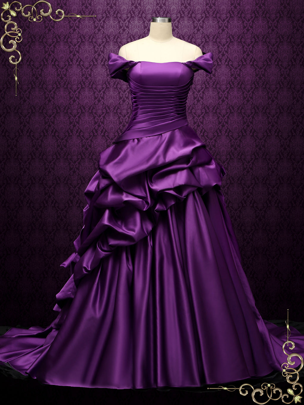 Off the Shoulder Purple Wedding Dress ELA Size 14 / Other