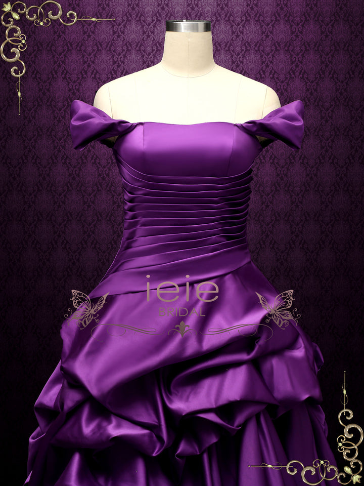 Off the Shoulder Purple Wedding Dress ELA
