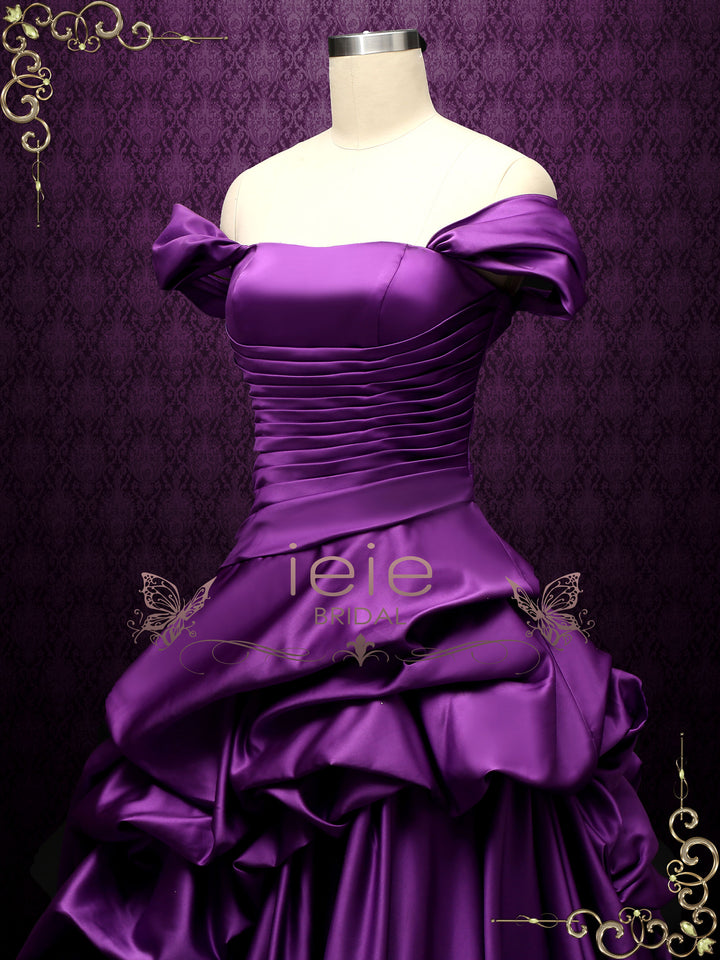 Off the Shoulder Purple Wedding Dress ELA