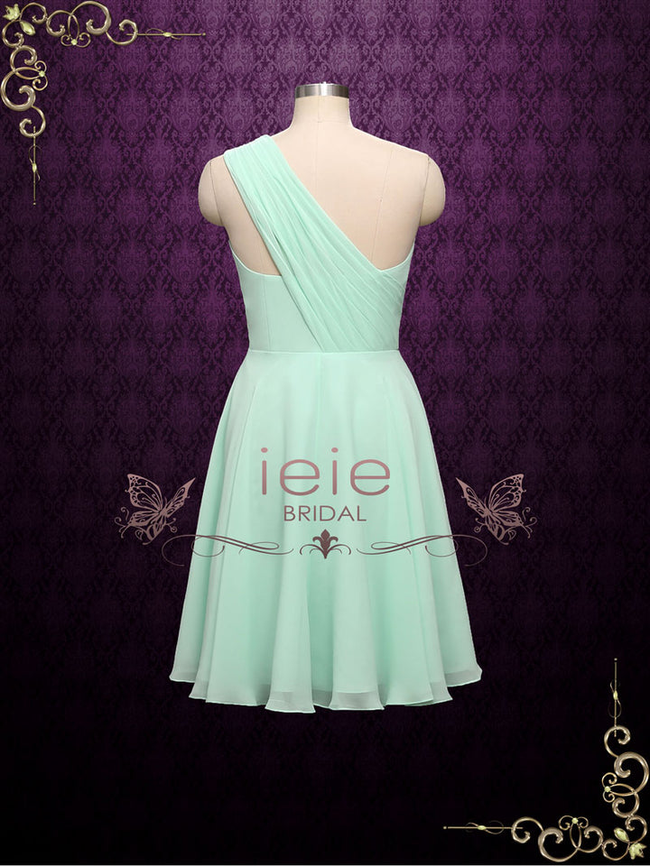 One Shoulder Short Chiffon Bridesmaid Dress | A3 ieie One Shoulder Short Chiffon Bridesmaid Dress | A3 ieie