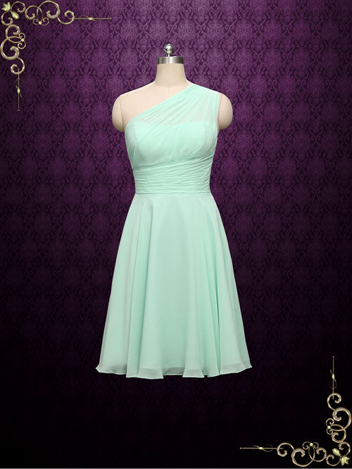 One Shoulder Short Chiffon Bridesmaid Dress | A3