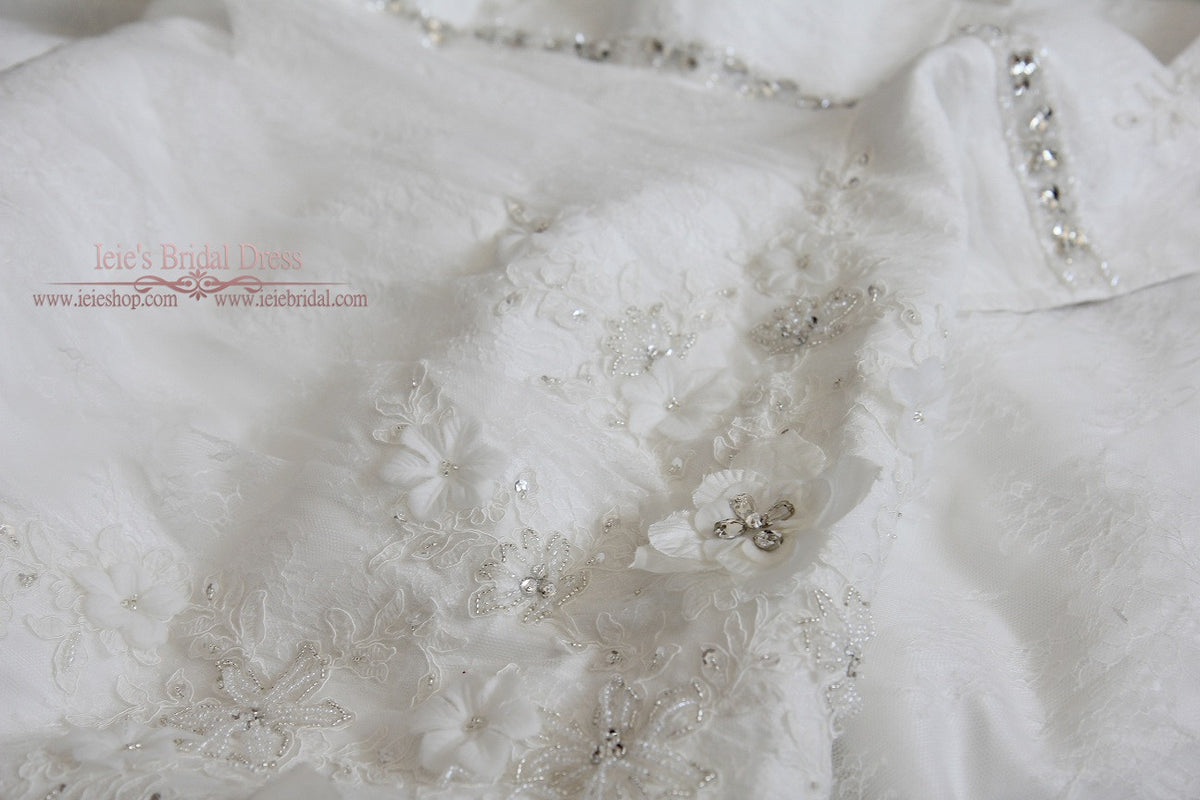 One Shoulder Mermaid Lace Wedding Dress with Floral Details and Beadings | Jordan