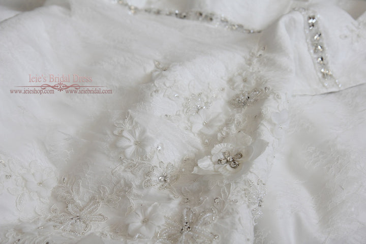 One Shoulder Mermaid Lace Wedding Dress with Floral Details and Beadings | Jordan