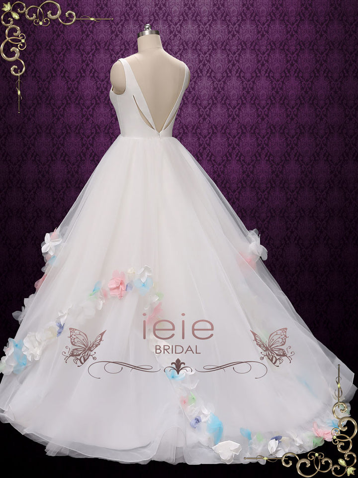 Ball Gown Wedding Dress with Colored Flowers MYRTHALA ieie Ball Gown Wedding Dress with Colored Flowers MYRTHALA ieie