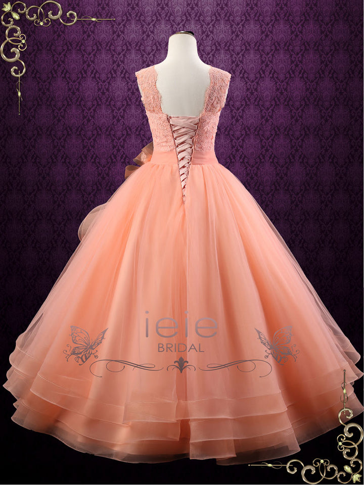 Peach Colored Ball Gown Wedding Dress | Persi