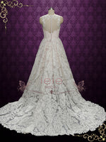 Pearl Pink High Low Lace Wedding Dress | Inessa
