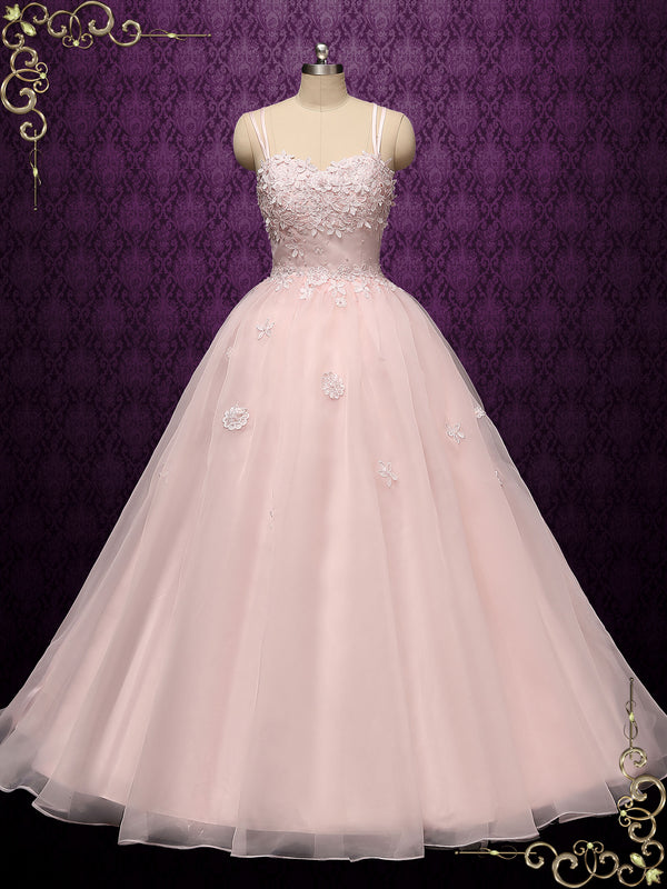 Petal Pink Ball Gown Dress with 3D Flowers | JESSIE