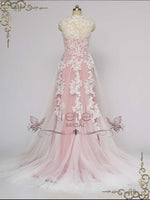 Rose Pink Lace Wedding Dress KORYNNE