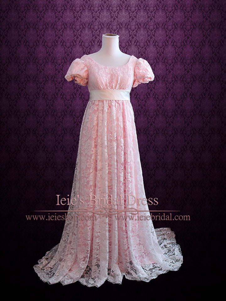 Pink Regency Empire Waist Formal Prom Dress HARRIET Pink Regency Empire Waist Formal Prom Dress HARRIET