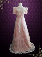 Pink Lace Regency Style Ball Gown Wedding Dress HELENA