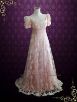 Pink Lace Regency Style Ball Gown Wedding Dress HELENA