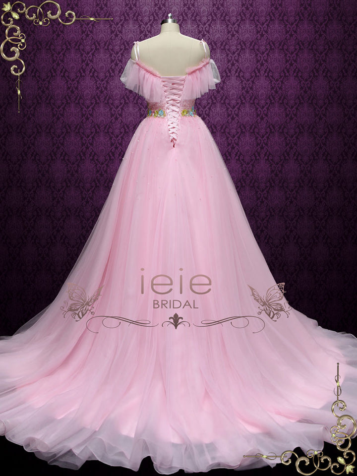 Pink Off Shoulder Formal Evening Dress ROBINE