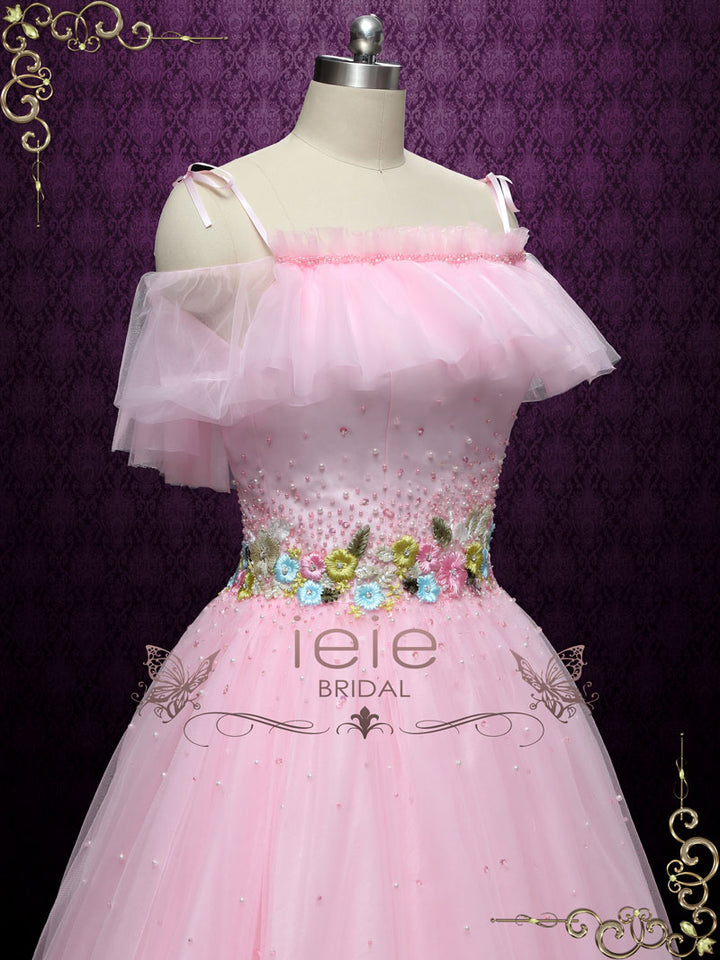 Pink Off Shoulder Formal Evening Dress ROBINE