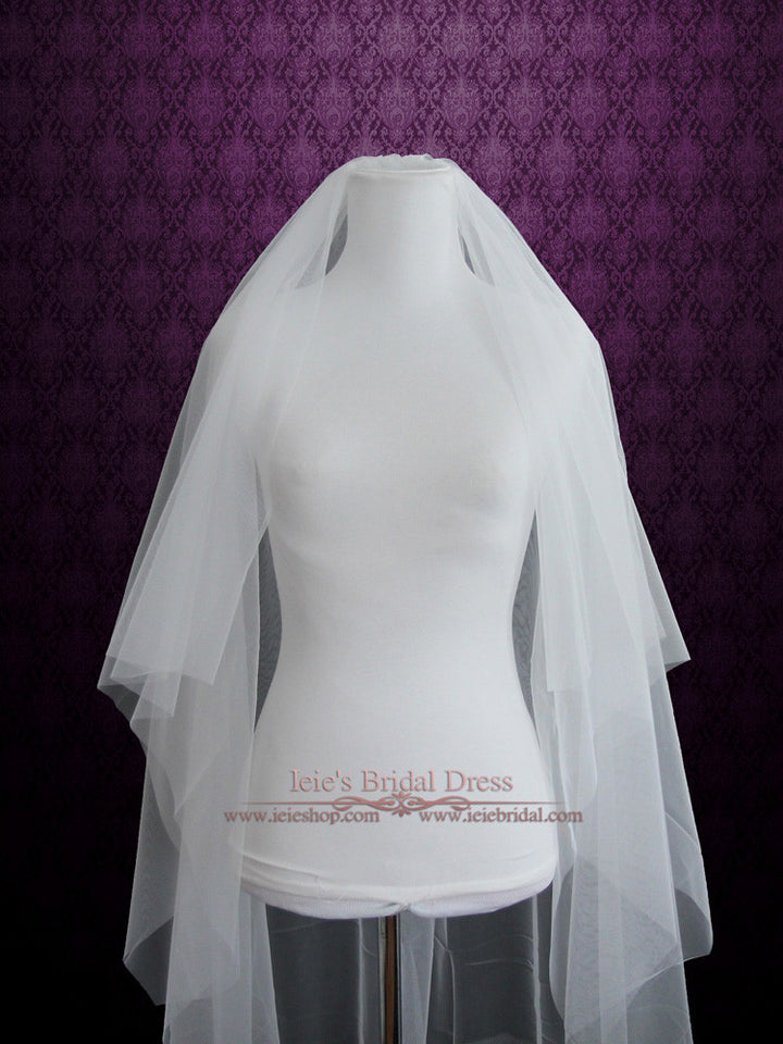 Plain Soft Tulle Chapel Length Wedding Veil with Blusher VG1040