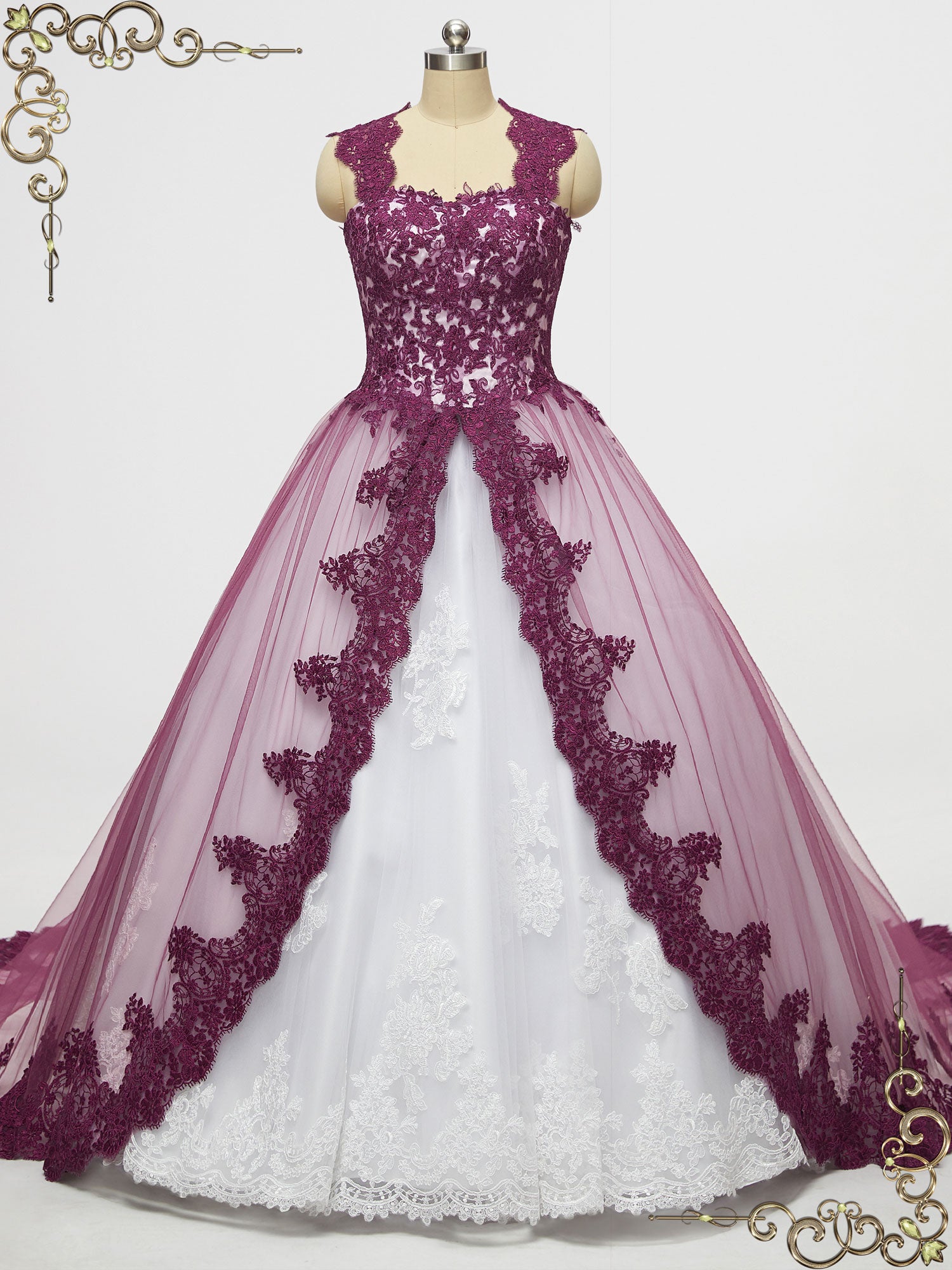 purple red wedding dress Gothic Purple Ball Gown Wedding with Ruffles | CONSTANCE Purple