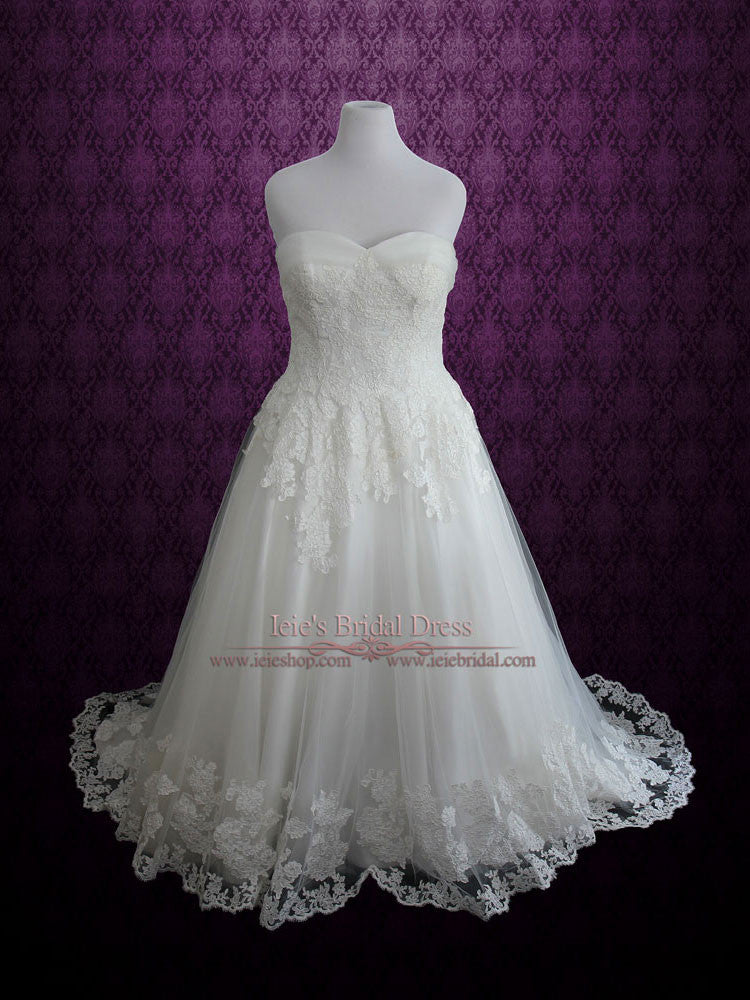 Plus Size Strapless Lace Princess A-line Wedding Dress | Ashima