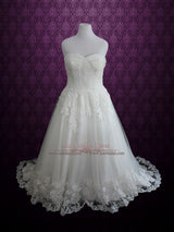 Plus Size Strapless Lace Princess A-line Wedding Dress | Ashima