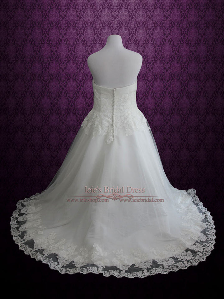 Plus Size Strapless Lace Princess A-line Wedding Dress | Ashima